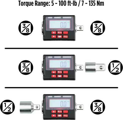 Miniatura 3 de Adaptador de par digital K552, 3/8 pulgadas 5 a 100 pies·libras, notificación de flash zumbador/LED, doble dirección