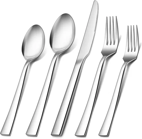HaWare Juego de cubiertos de 60 piezas de acero inoxidable para 12, vajilla de grado alimenticio para restaurante casero, utensilios de borde