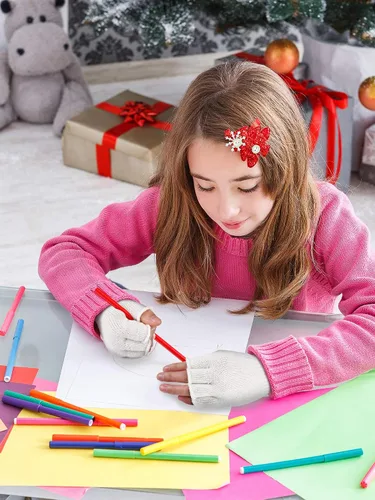 Miniatura 5 de SATINIOR 4 pares de guantes largos de medio dedo sin dedos para niños, de punto con brazo de invierno, guantes de medio dedo para niños