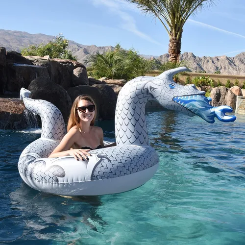 Miniatura 2 de GoFloats Balsas inflables de tubo para fiesta de dragón: elige entre dragón de fuego y dragón de hielo, flotadores de piscina