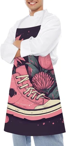 Miniatura 4 de MUSM Apron for Adults - 27.6 X 31.5 Inch, Heavy-Duty Polyester Aprons with Two Large Pockets, Waterproof Peach Shoes Kitchen Apron for Cooking