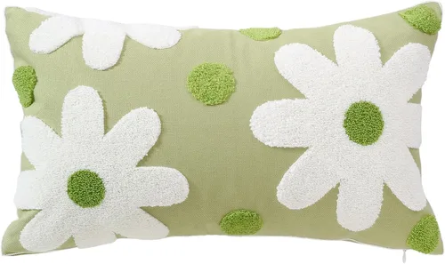 Miniatura 16 de DECOBIRD Funda de almohada bordada de 18 x 18 pulgadas, diseño floral beige, decoración del hogar, funda de almohada bordada de lona de algodón