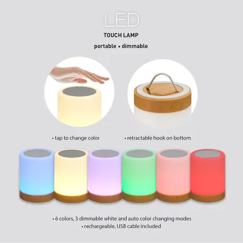 Miniatura 6 de Globe Electric Lámpara táctil portátil multicolor recargable integrada LED con cable USB incluido