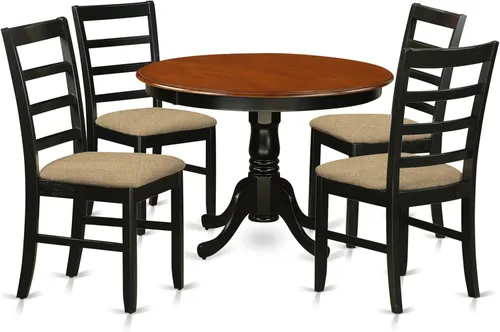 Miniatura 9 de East West Furniture HLPF5-CAP-W - Juego de comedor de 5 piezas para 4 personas, incluye una mesa de comedor redonda con pedestal y 4 sillas