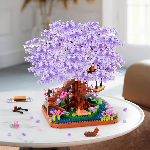 Miniatura 6 de HIGH GODO - Set de construcción micro de árbol bonsái de flor de cerezo, modelos de casa de árbol sakura japonés, kit de construcción