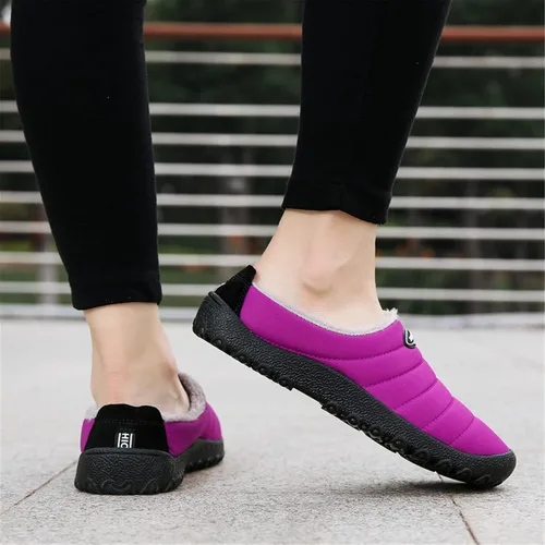 Miniatura 5 de UBFEN Mens Womens Winter Warm Slippers with Fuzzy Plush Lining Slip on House Shoes Indoor Outdoor Anti-Skid Rubber Sole