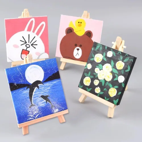 Miniatura 5 de Paquete de 26 caballetes de madera de 9 pulgadas, caballete de fiesta de pintura, caballetes de mesa para niños, estudiantes, para pintura, lienzo
