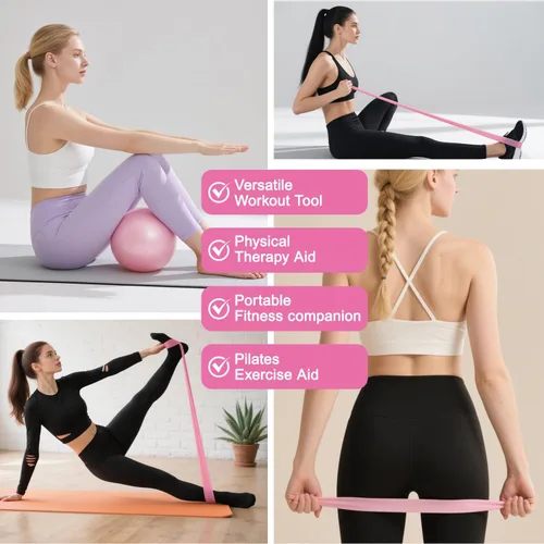 Miniatura 4 de Kit esencial de pilates para mujer, kit de pilates para el hogar con bola de 9.8 pulgadas, bandas de resistencia, círculo mágico, accesorios, juego