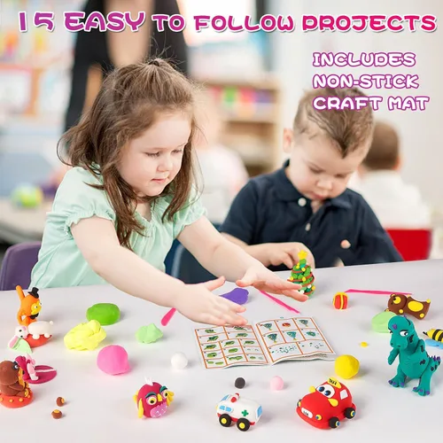 Miniatura 3 de CiaraQ Kit de arcilla seca al aire – Arcilla de modelado de 24 colores con herramientas de escultura para manualidades y proyectos de bricolaje