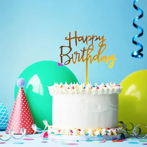 Miniatura 4 de 24 adornos acrílicos gruesos para tartas de cumpleaños con purpurina para fiestas de cumpleaños, pasteles, postres, pasteles, 6 estilos, 4