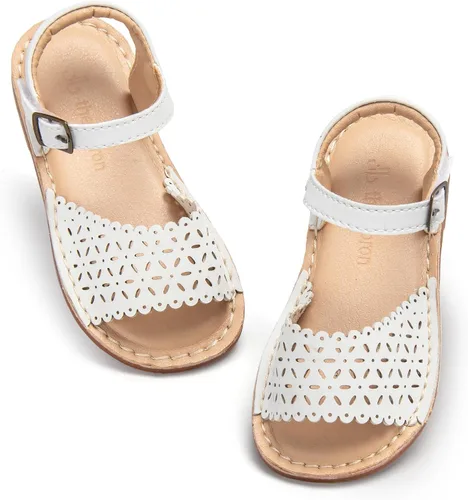 THEE BRON Sandalias de gladiador para niñas pequeñas, zapatos cómodos acolchados para jugar en verano de princesa