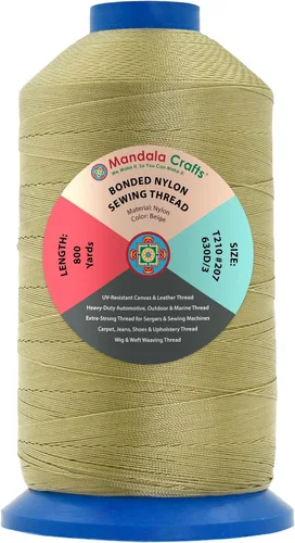 Miniatura 12 de Mandala Crafts - Hilo de nailon para coser cuero, tapicería, mezclilla y para trenzar el pelo; resistente, 1500 yardas, tamaño 69 T70 Marrón