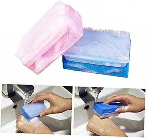 Miniatura 7 de Cepillo de esponja de masaje de entrenamiento sensorial, 2 piezas, limpiador corporal suave para portátil y ligero para ducha y baño, promueve