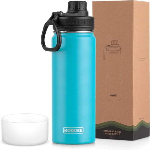 Miniatura 127 de koodee Insulated Water Bottle, 32 oz Stainless Steel Double Wall Vacuum Wide Mouth Sport Bottle with Leakproof Spout Lid (Navy)