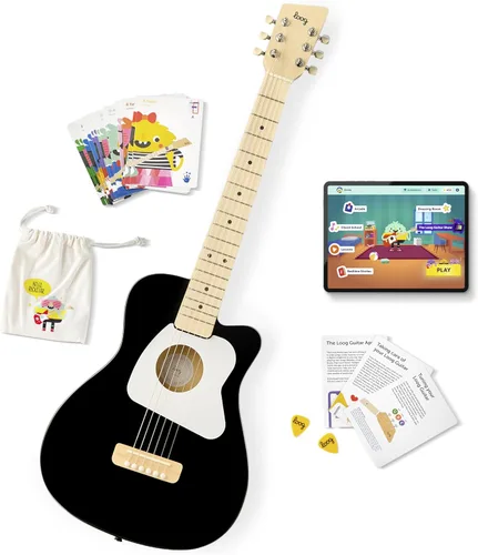 Loog Pro VI Acoustic - Guitarra real acústica para niños principiantes de tamaño compacto, edades 9+, con aplicación de aprendizaje y lecciones