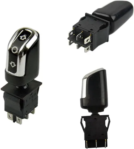 Miniatura 6 de 3 piezas Interruptor de engranajes de 31x25mm de 6 pines 6V/12V Interruptor de palanca de avance, parada, marcha atrás para juguetes eléctricos