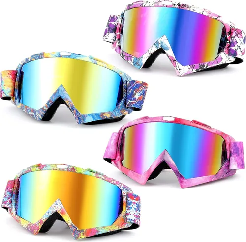 Miniatura 8 de Tallew 4 pares de gafas de motocross para motocicleta, motocross, carreras, ATV, para hombres y mujeres, deportes de potencia y esquí