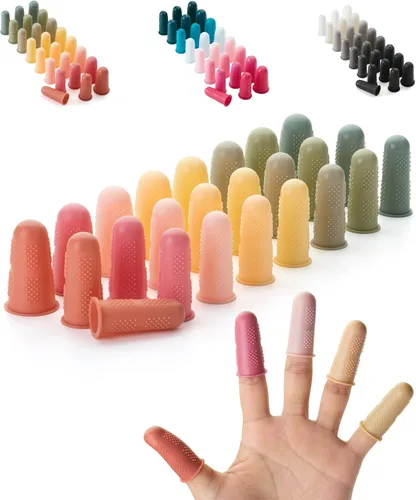 Mr. Pen - Protectores de dedos de pistola de pegamento caliente, 24 piezas, protectores de dedos de silicona de colores vintage, puntas de dedos de