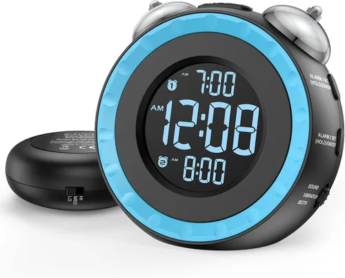 Miniatura 12 de uscce Reloj despertador fuerte dual con agitador de cama - Atenuador 0-100%, reloj despertador vibratorio para personas que duermen pesadas