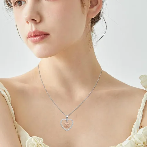 Miniatura 4 de CRWENG Collares de loto para mujer, plata de ley 925, collar con colgante de corazón floral de loto, joyería de circonita cúbica natural, regalos