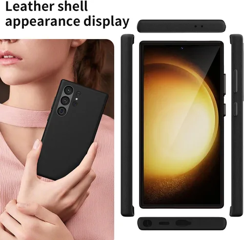 Miniatura 5 de Funda de cuero genuino para Samsung Galaxy S24 Ultra - Cuero de grano completo, compatible con MagSafe y carga inalámbrica, botones de metal bisel
