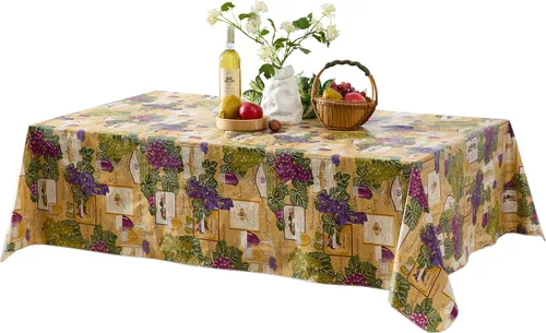 Miniatura 5 de Newbridge Mantel cuadrado de vinilo con parte trasera de franela de vinilo de 52 x 52 pulgadas, colorido estampado temático de vino y uva, fácil