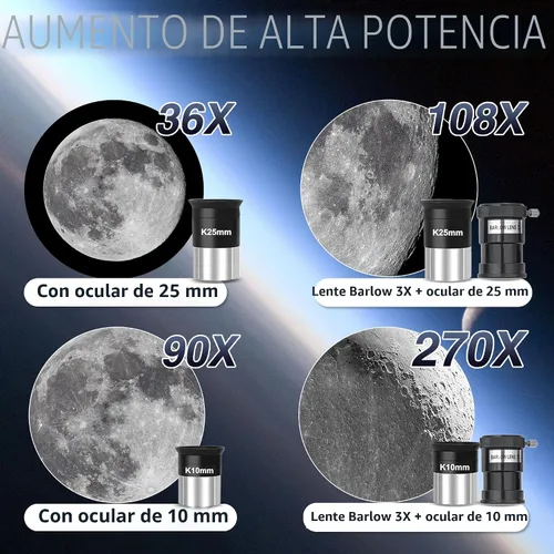Miniatura 3 de Telescopio, apertura de 90 mm y longitud focal de 900 mm, telescopio refractor astronómico de alta potencia para adultos - Telescopios profesionales