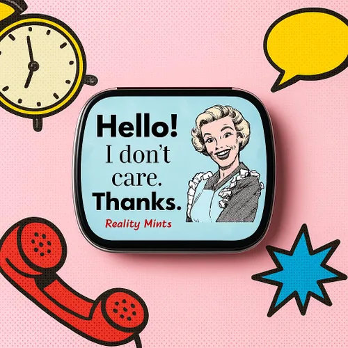 Miniatura 5 de I Don't Care Thanks Mints – Wintergreen Breath Mints – Regalo novedoso de dulces para mujeres – Lata coleccionable con bisagras de caramelo sin