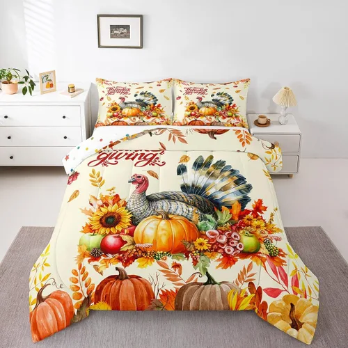 Miniatura 47 de Lindo juego de edredón de murciélago tamaño Queen con diseño de animales de Feliz Halloween, 3 piezas para decoración de habitación de niños