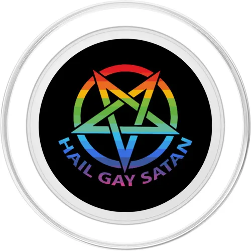 Miniatura 2 de PopSockets MagSafe PopGrip para iPhone con texto en inglés «Hail Gay Satanás»