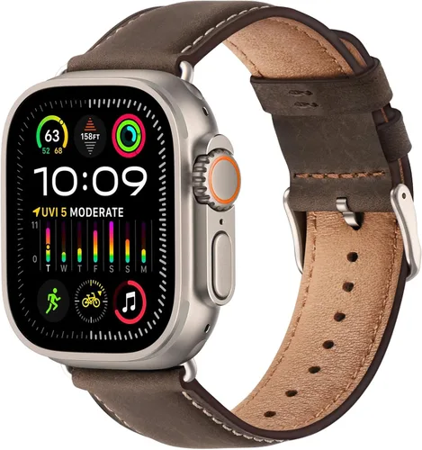 Miniatura 10 de SUNFWR Correas de cuero compatibles con Apple Watch de 1.61, 1.57, 1.5 pulgadas para hombres y mujeres, correa de repuesto de cuero genuino de grano