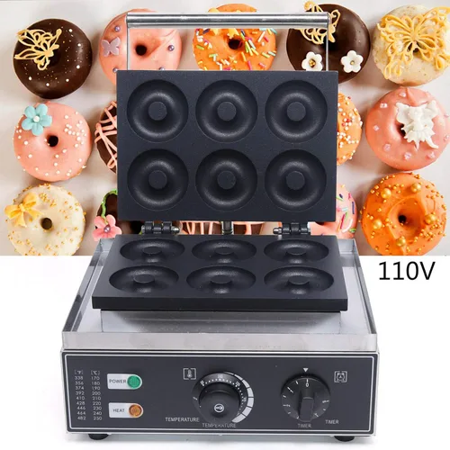 Miniatura 2 de Máquina de gofres en forma de pescado de acero inoxidable antiadherente Mini Taiyaki Maker 6 pequeños gofres en forma de pescado 110 V 2.4 KW