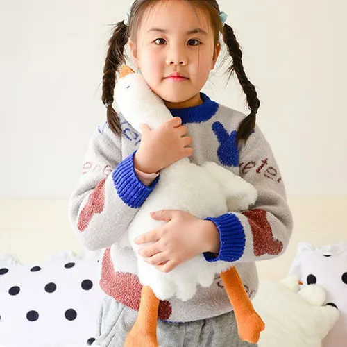 Miniatura 3 de Almohada de ganso de 19.5 pulgadas con animal de peluche de ganso blanco y cisne (blanco, 19.5")