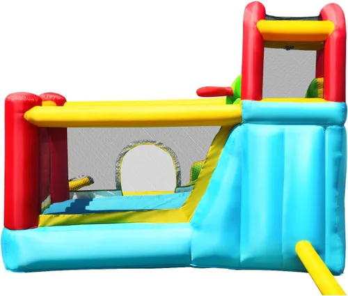 Miniatura 7 de HONEY JOY Tobogán acuático inflable y casa de rebote con piscina de chapoteo, pared de escalada, tobogán acuático inflable para interiores