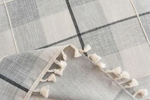 Miniatura 3 de Table Cover 24 x 24 inch, Square, Black Grey, Cotton Linen Plaid Dining Table Cloth