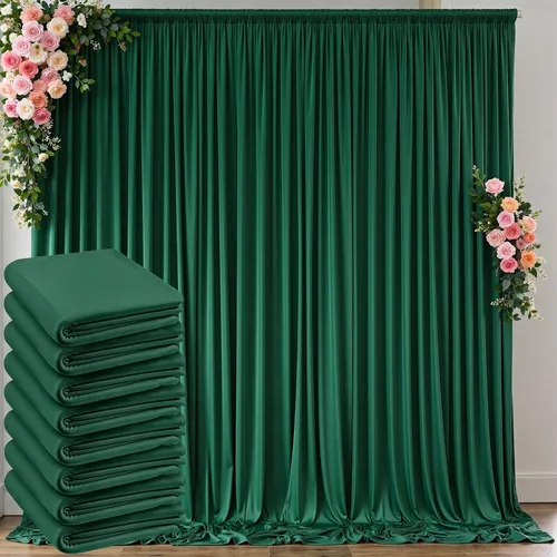 Miniatura 38 de Cortinas de telón de fondo blanco de 30 pies x 8 pies para fiestas de boda, 6 paneles de 5 pies x 8 pies, cortinas de fotografía de poliéster sin