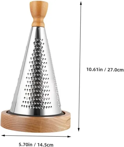Miniatura 2 de Uonlytech Multifunctional Kitchen Cheese Grater with Wood Handle Stainless Steel Three-sided Design Stable Stand for Home Restaurant Vegetable