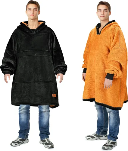 Miniatura 11 de Catalonia Sudadera extragrande tipo manta con capucha, sudadera de sherpa portátil para adultos, hombres y mujeres