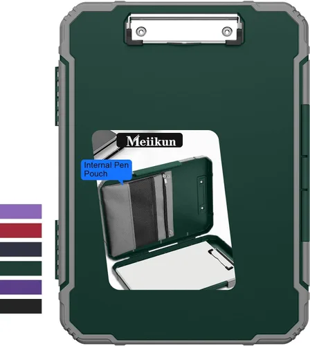 Miniatura 16 de Meiikun Portapapeles con almacenamiento, protección resistente a prueba de golpes, bolsa interna para bolígrafo y clip de metal, tableros de clip