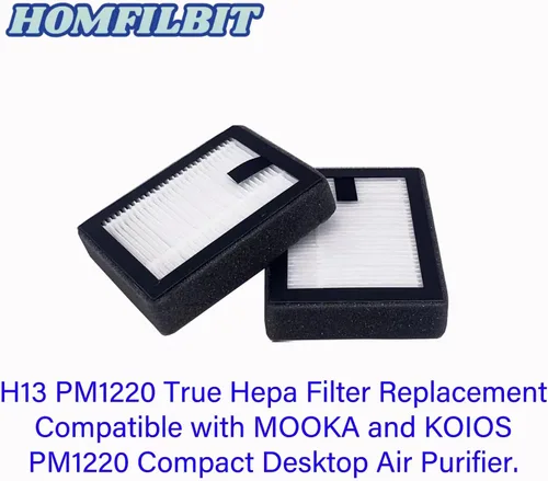 Miniatura 2 de Paquete de 6 filtros de repuesto PM1220 compatibles con purificador de aire MO-OKA y KOIOS PM1220, 3 en 1, H13 True HEPA con filtro de carbón
