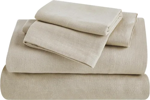Miniatura 15 de Superior Juego de sábanas de mezcla de lino y algodón, sábanas para decoración del hogar, ropa de cama sólida moderna que incluye 1 sábana bajera