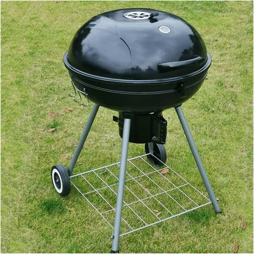 Parrilla de carbón portátil de 22.5 pulgadas con ruedas, parrilla negra para barbacoa al aire libre - Ahumador de parrilla 2 en 1 con tapa esmaltada