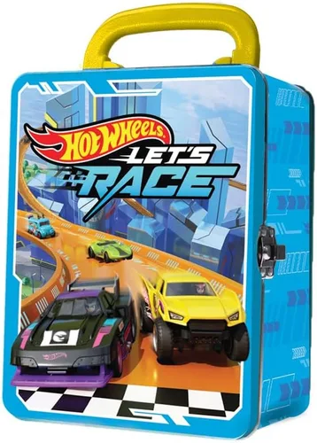 Hot Wheels Bolsa de metal para automóvil a escala 1:64, 18 juguetes de almacenamiento y organizador, regalo para coleccionistas, niños a partir de 3