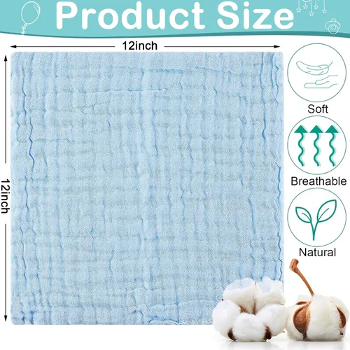 Miniatura 2 de Chumia 30 paños de muselina para bebé, paños de muselina para eructos, toallas de algodón natural, toallitas suaves para recién nacidos, toallas