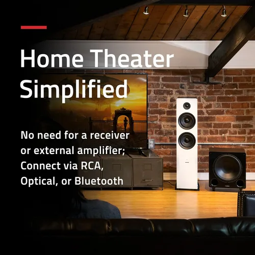 Miniatura 6 de Fluance Ai81 Elite - Altavoces de torre de pie de 2 vías, amplificador integrado de 150 W para música estéreo 2.0 y escuchar películas, TV
