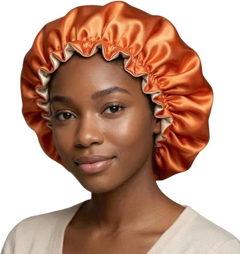 Miniatura 10 de Gorro de pelo para dormir, gorro de noche con clip ajustable, gorro reversible para el cabello para mujer, gorro de satén de seda