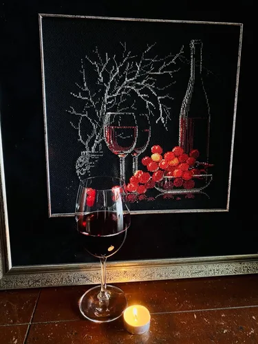 Miniatura 4 de RIOLIS - Bodegón con vino tinto 1239, kits de punto de cruz de 11,81 x 11,81 pulgadas, kits de punto de cruz para principiantes y avanzados, kit