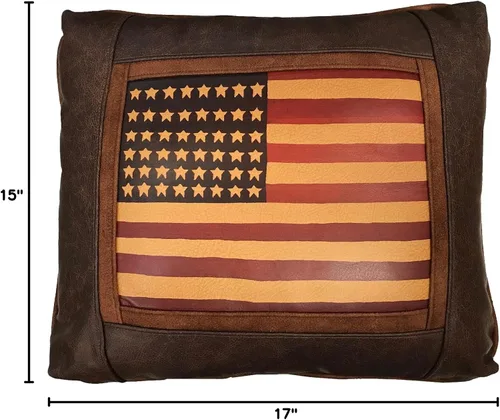 Miniatura 10 de Sweetwater Trading Company Almohadas decorativas artísticas de cuero de lujo, decoración del hogar, almohadas de sofá (bandera americana)