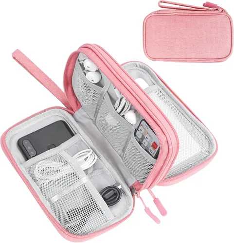 Miniatura 50 de FYY Organizador electrónico, organizador de cables de viaje, bolsa de transporte para accesorios electrónicos, portátil, impermeable, doble capa