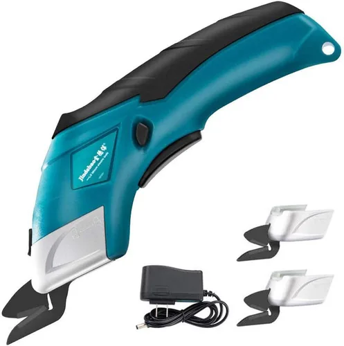 Tijeras eléctricas de tela inalámbricas recargables con 2 cuchillas de corte, potente herramienta de corte para cuero, cartón, papel, álbumes de
